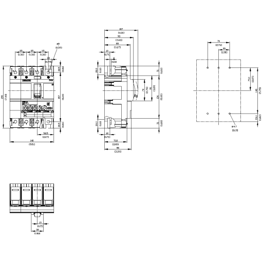 Circuit breaker 3VA6 UL frame 150 breaking capacity class M 35kA  480V 4pole