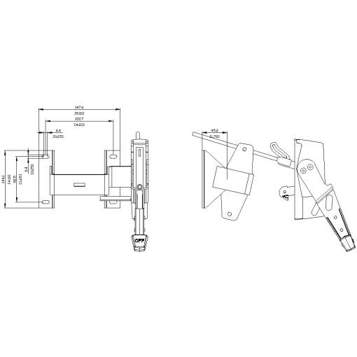 Variable depth flange mounted operator complete kit handle chromium-plated st...