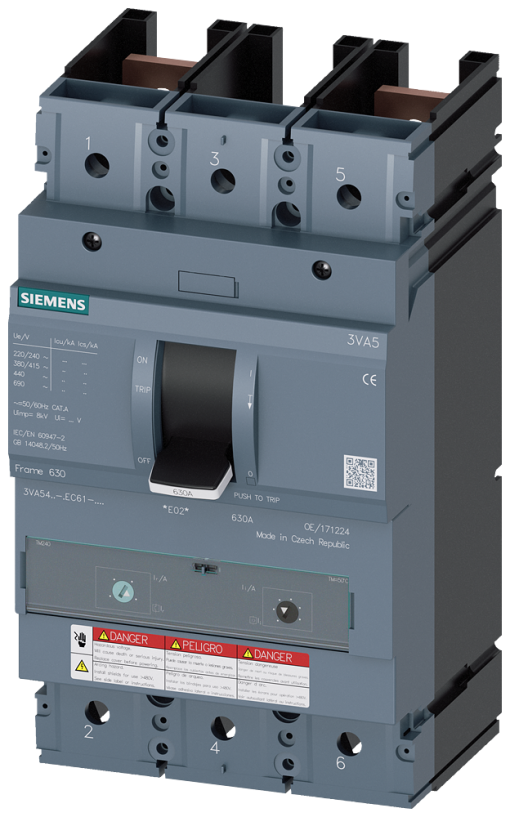 Circuit breaker 3VA5 UL frame 600 breaking capacity class M 35 kA  480 V 2pole