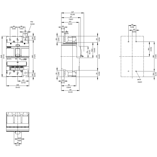 Circuit breaker 3VA5 UL frame 600 breaking capacity class M 35 kA  480 V 3pole