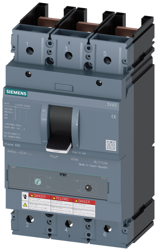 Circuit breaker 3VA5 UL frame 600 breaking capacity class M 35 kA  480 V 3pole