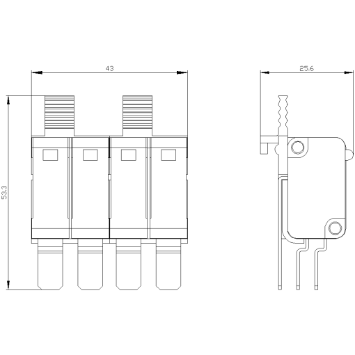 Auxiliary switch AUX 2 W  2 W 2x standard 400 V AC  2x 24 V DC