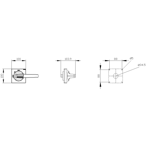 Handle with masking plate standard without tolerance compensation accessory 