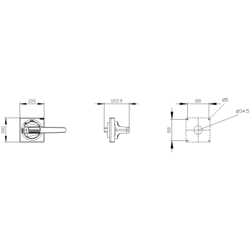 Handle with masking plate EMERGENCY STOP without tolerance compensation acce