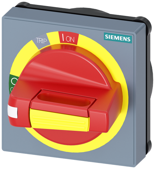 Handle with masking plate EMERGENCY STOP without tolerance compensation with 