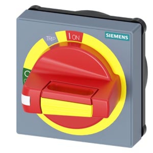 Handle with masking plate EMERGENCY STOP without tolerance compensation with 