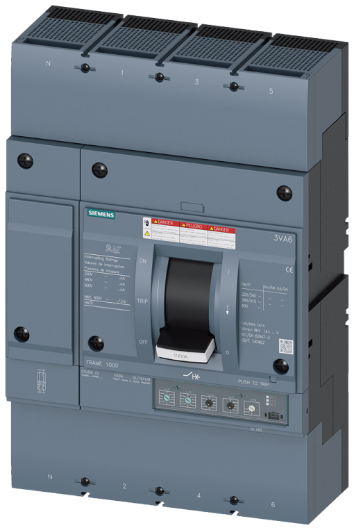Circuit breaker 3VA6 UL frame 1000 breaking capacity class C 100kA  480V