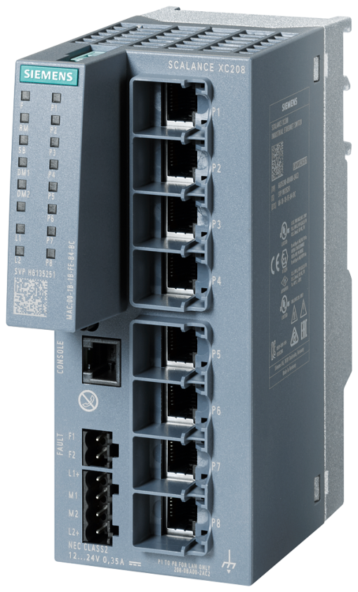 SIPLUS NET SCALANCE XC208 managed Layer 2 switch 8x RJ45
