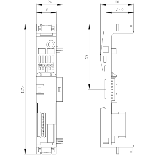 Device connector for ASi SlimLine Compact 175 electr connection UASI and 