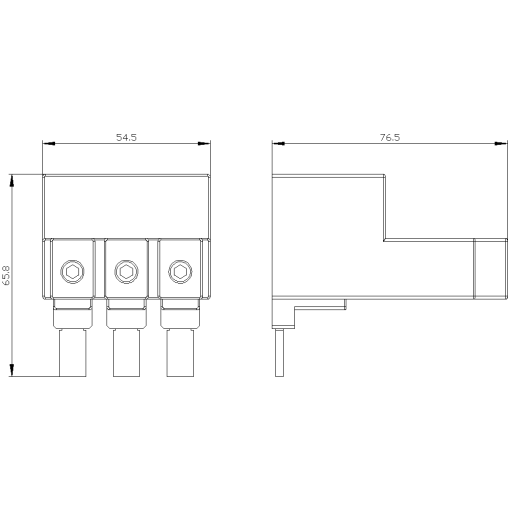 3phase supply terminal for 3phase busbars for selfprotection combination M