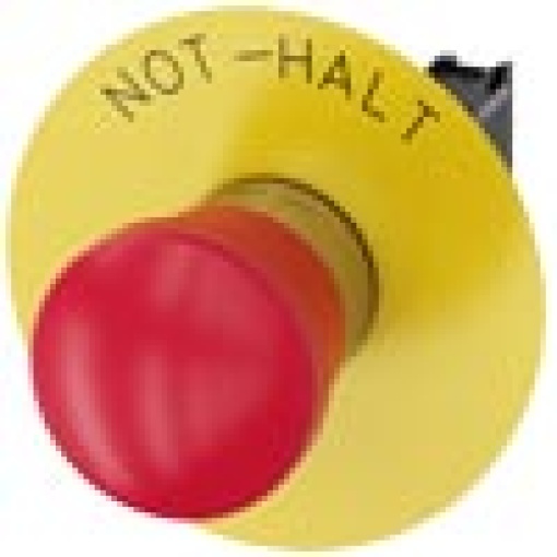 EMERGENCY STOP mushroom pushbutton 22 mm round metal shiny red 40 mm p