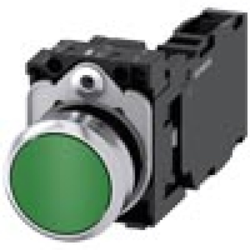 Pushbutton 22 mm round metal shiny green pushbutton flat momentary co