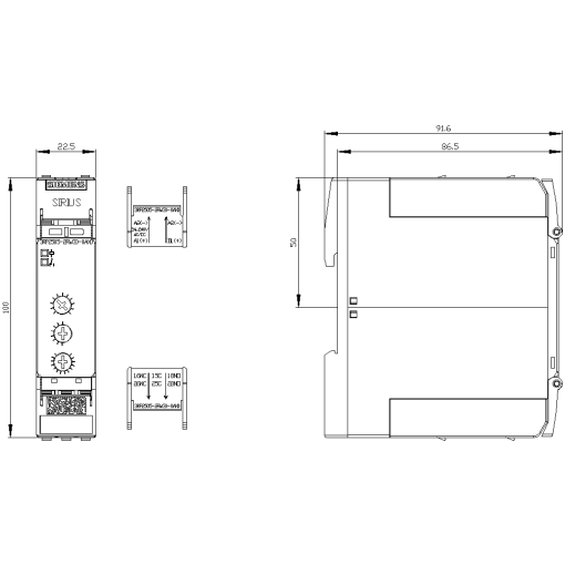 Timing relay with coated PCB 2 CO 13 functions 7 time ranges
