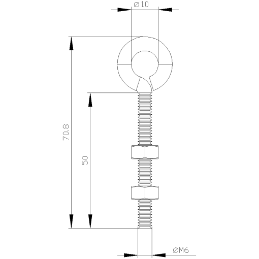 Lifting eyebolt M6 x50 including 2 nuts, steel, zinc-plated