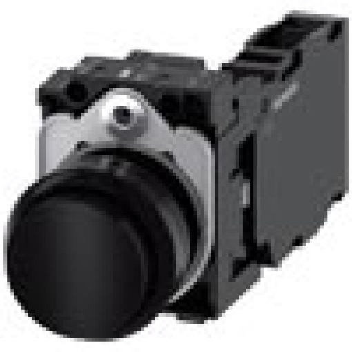 Pushbutton 22 mm round plastic black pushbutton raised momentary conta