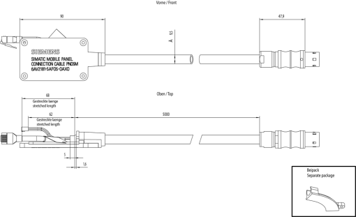 SIMATIC HMI Connecting cable 5 m For KTP Mobile