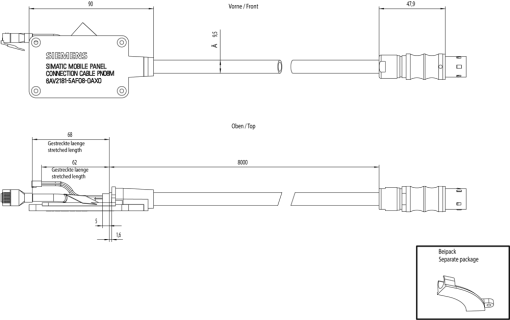 SIMATIC HMI Connecting cable 8 m For KTP Mobile