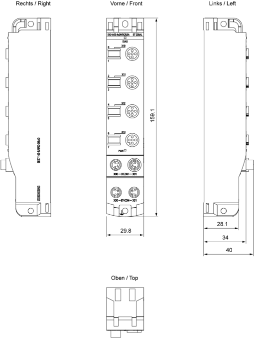 SIMATIC ET 200AL DIQ 4DQ 4x24VDC05A 4x M12