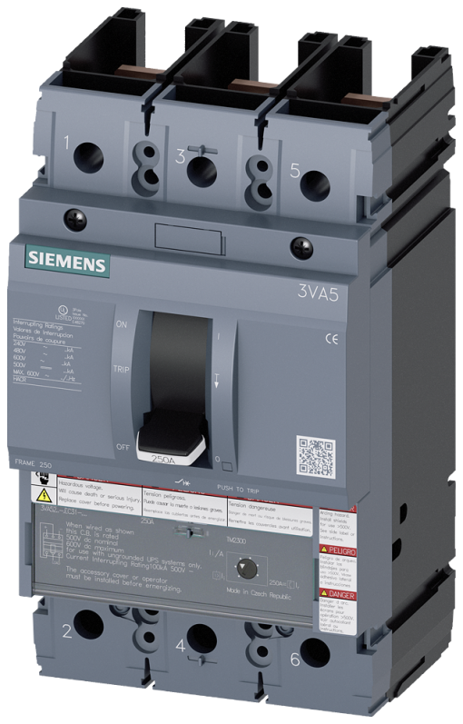 circuit breaker 3VA5 UL frame 250 breaking capacity class  C 100kA  480 V 3