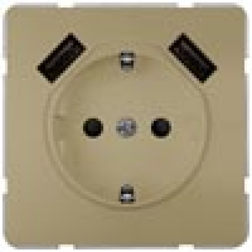 DELTA style SCHUKO socket outlet with double USB charger gold