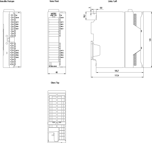 MOBY communications module ASM 475, parameterizable f. SIMATIC S7 300 a. ET 200M