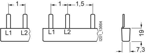 Pin busbar, 16 mm² connection 5 x 2-phaseASFC safe to touch