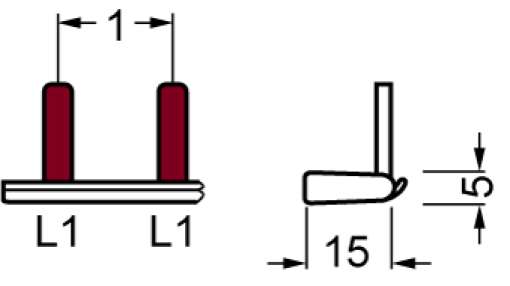 Pin busbar 1-phase, 1016 mm long with touch protection, 18 mm2 without end caps