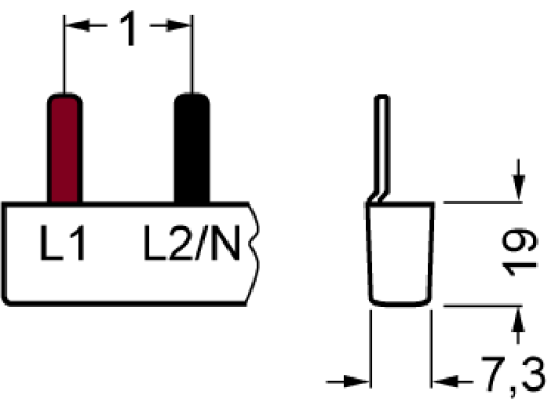 Pin busbar, 16 mm² connection 6 x 2-phase safe to touch