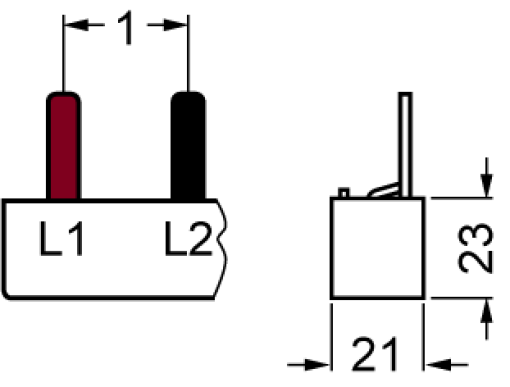 Pin busbar 2-phase, 1016 mm long with touch protection, 18 mm2 without end caps
