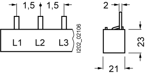 Pin busbar 3-phase, 1016 mm long with touch protection, 25 mm2 without end caps