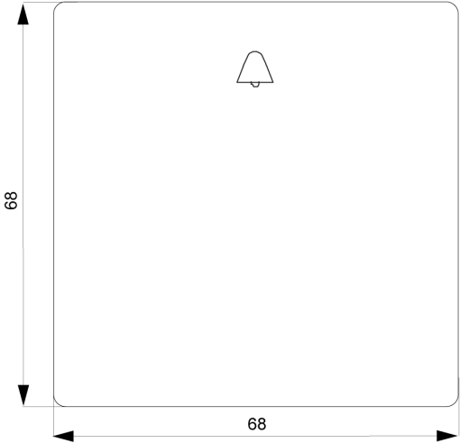 DELTA style rocker with bell symbol, platinum metallic