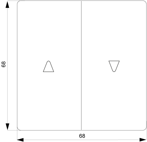 DELTA style rocker double with shutterblind UpDown symbols, platinum metallic