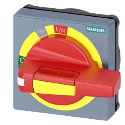 Handle with masking plate EMERGENCY STOP without tolerance compensation, acce...