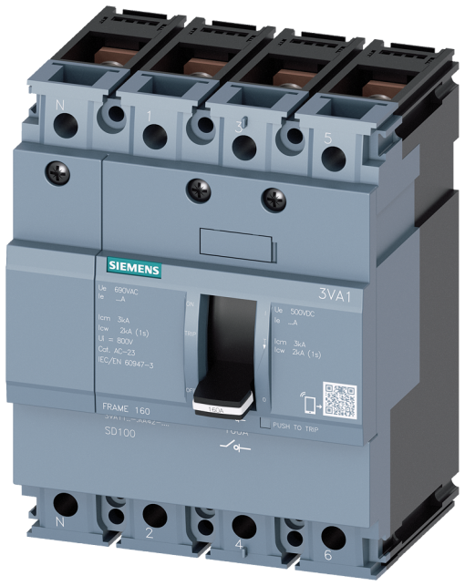 Switch disconnector 3VA1 IEC frame 160 4-pole SD100, In100 A without overloa...