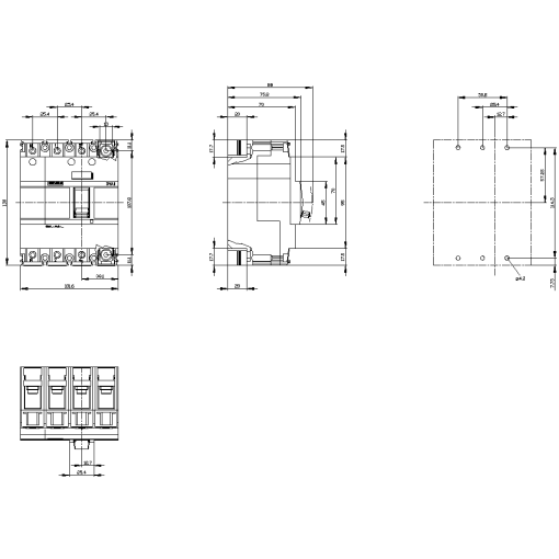 Switch disconnector 3VA1 IEC frame 160 4-pole SD100, In100 A without overloa...