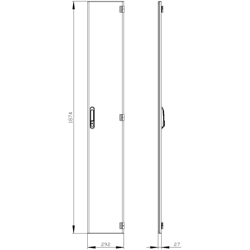 SIVACON door. right. IP55. H 2000 mm. W 300 mm. protection class 1