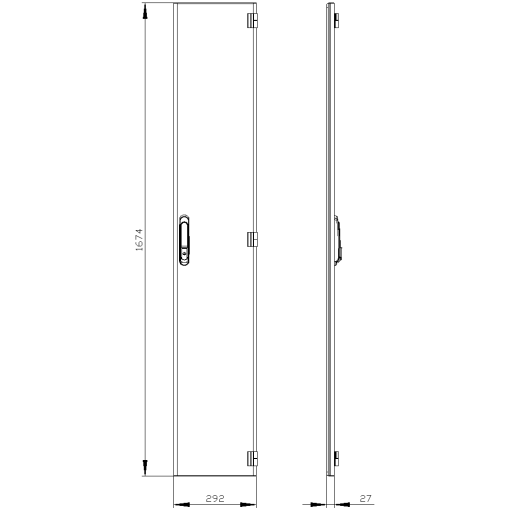 SIVACON door. right. EMC. IP40. H 1800 mm. W 300 mm. protection class 1