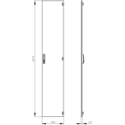 SIVACON door. right. IP55. H 2200 mm. W 400 mm. protection class 1