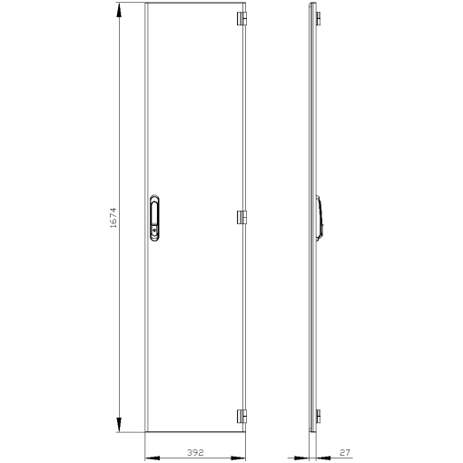SIVACON door. right. IP55. H 1800 mm. W 400 mm. protection class 1