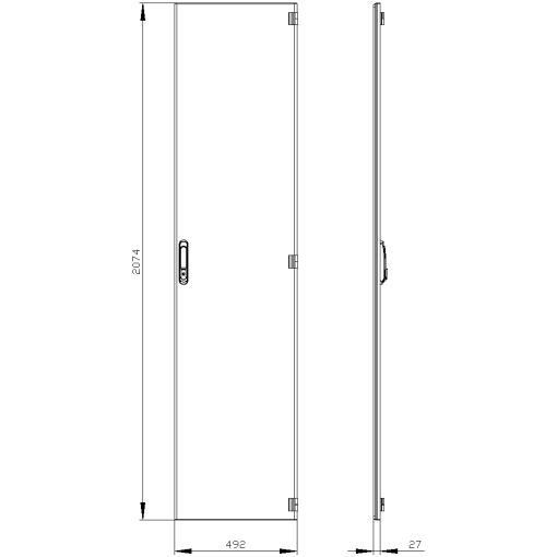 SIVACON door. right. EMC. IP40. H 2200 mm. W 500 mm. protection class 1