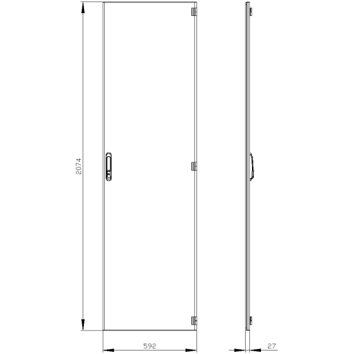 SIVACON door. right. EMC. IP40. H 2200 mm. W 600 mm. protection class 1
