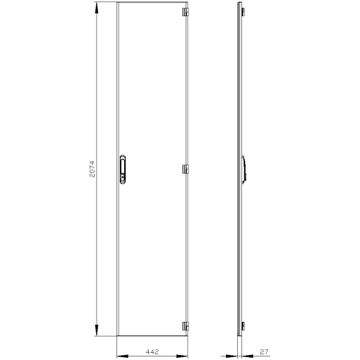 SIVACON door. right. IP55. H 2200 mm. W 450 mm. protection class 1