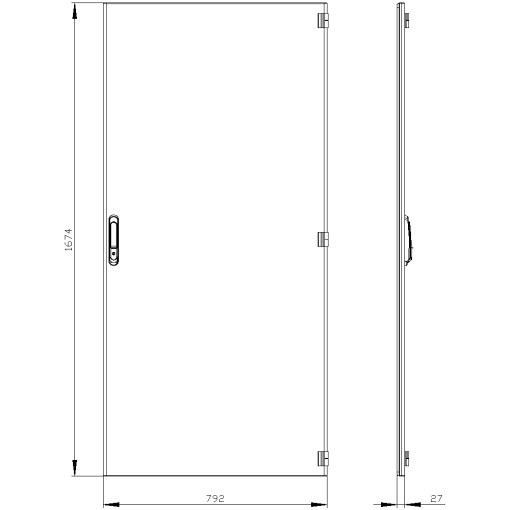 SIVACON door. right. EMC. IP40. H 1800 mm. W 800 mm. protection class 1