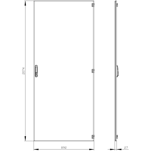 SIVACON door. right. IP55. H 2200 mm. W 900 mm. protection class 1
