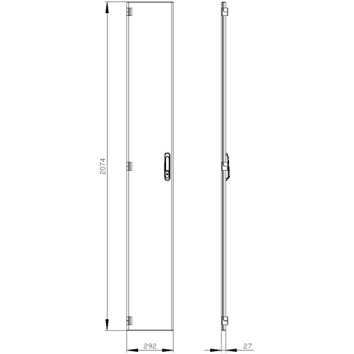 SIVACON door. left. IP55. H 2200 mm. W 300 mm. protection class 1