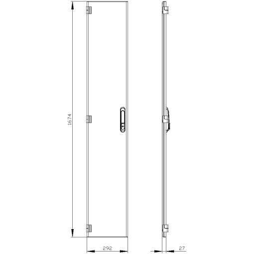 SIVACON door. left. EMC. IP40. H 1800 mm. W 300 mm. protection class 1