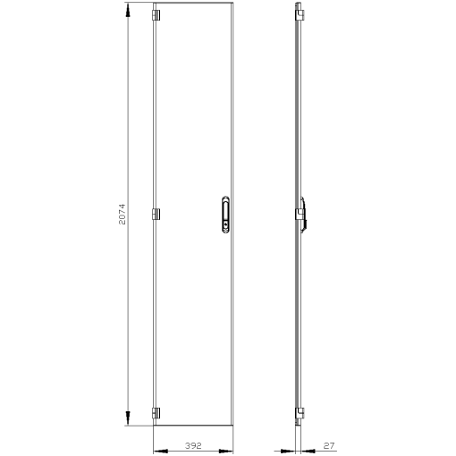 SIVACON door. left. EMC. IP40. H 2200 mm. W 400 mm. protection class 1