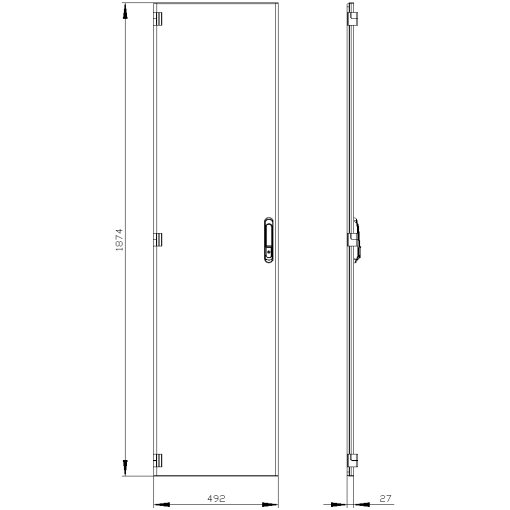 SIVACON door. left. IP55. H 2000 mm. W 500 mm. protection class 1