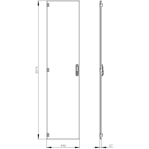 SIVACON door. left. EMC. IP40. H 2200 mm. W 500 mm. protection class 1