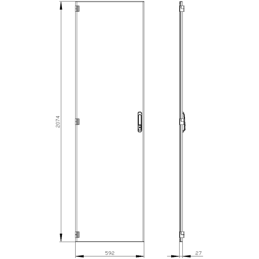 SIVACON door. left. EMC. IP40. H 2200 mm. W 600 mm. protection class 1